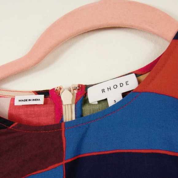 Rhode Pia Cotton Puff Sleeve Geometric Multicolour Dress - Picture 4 of 4